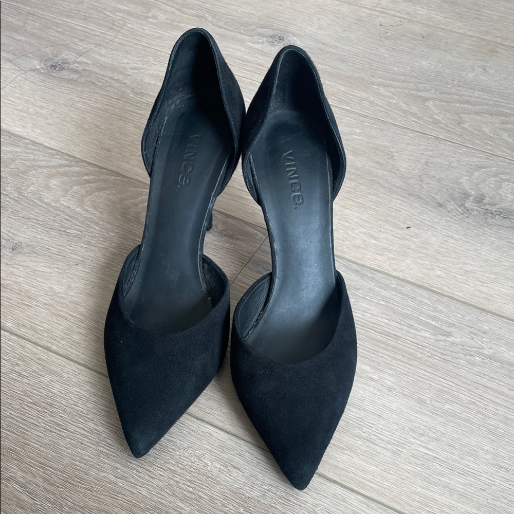 Vince Black Suede Pointed Heels